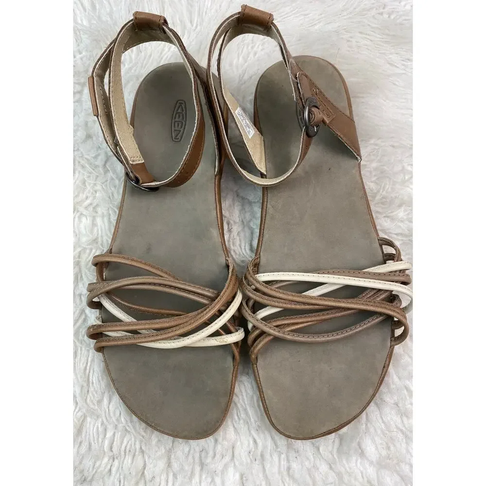 KEEN Women's Size 10.5 Brown Cream Strappy Slingback Ankle Strap Sandals * - Picture 3 of 11